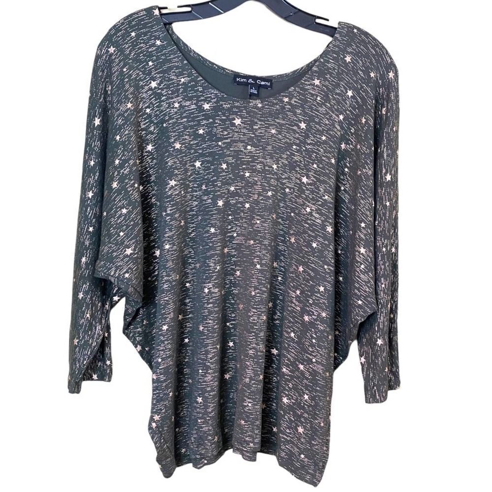 Kim & Cami Gold Star Raglan Sleeve Top Size Large